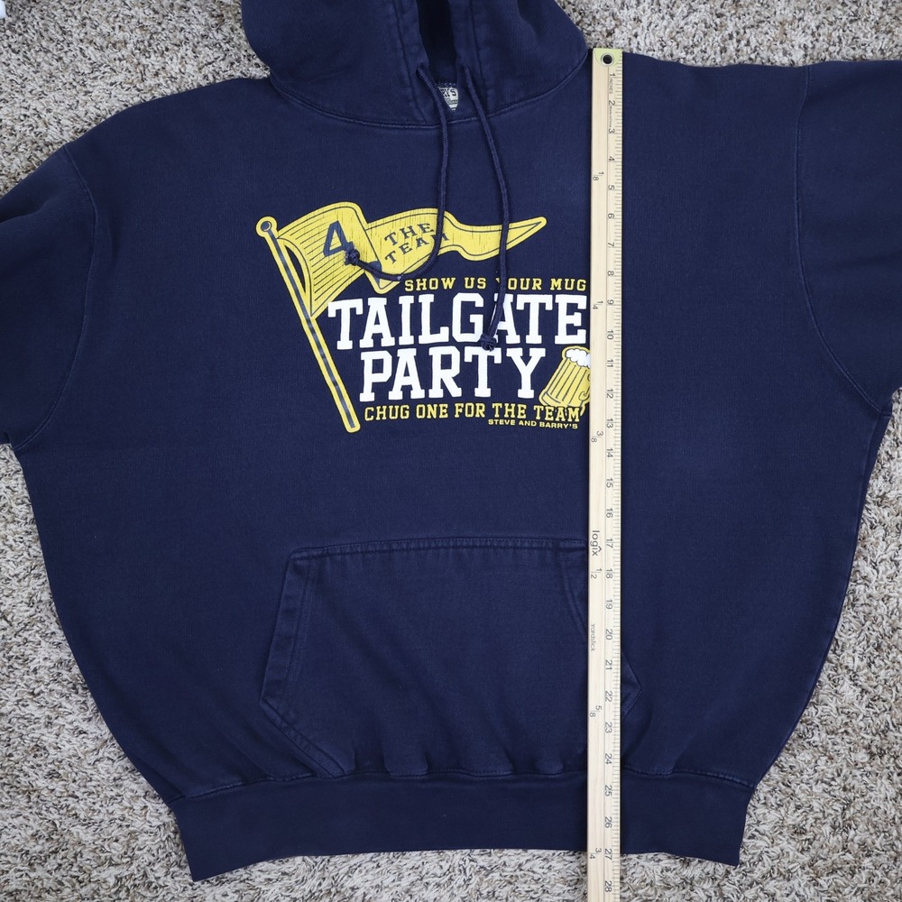 Y2K Steve and Barrys Tailgate Party Hoodie XL Navy Blue Cotton Oversized - Picture 10 of 11